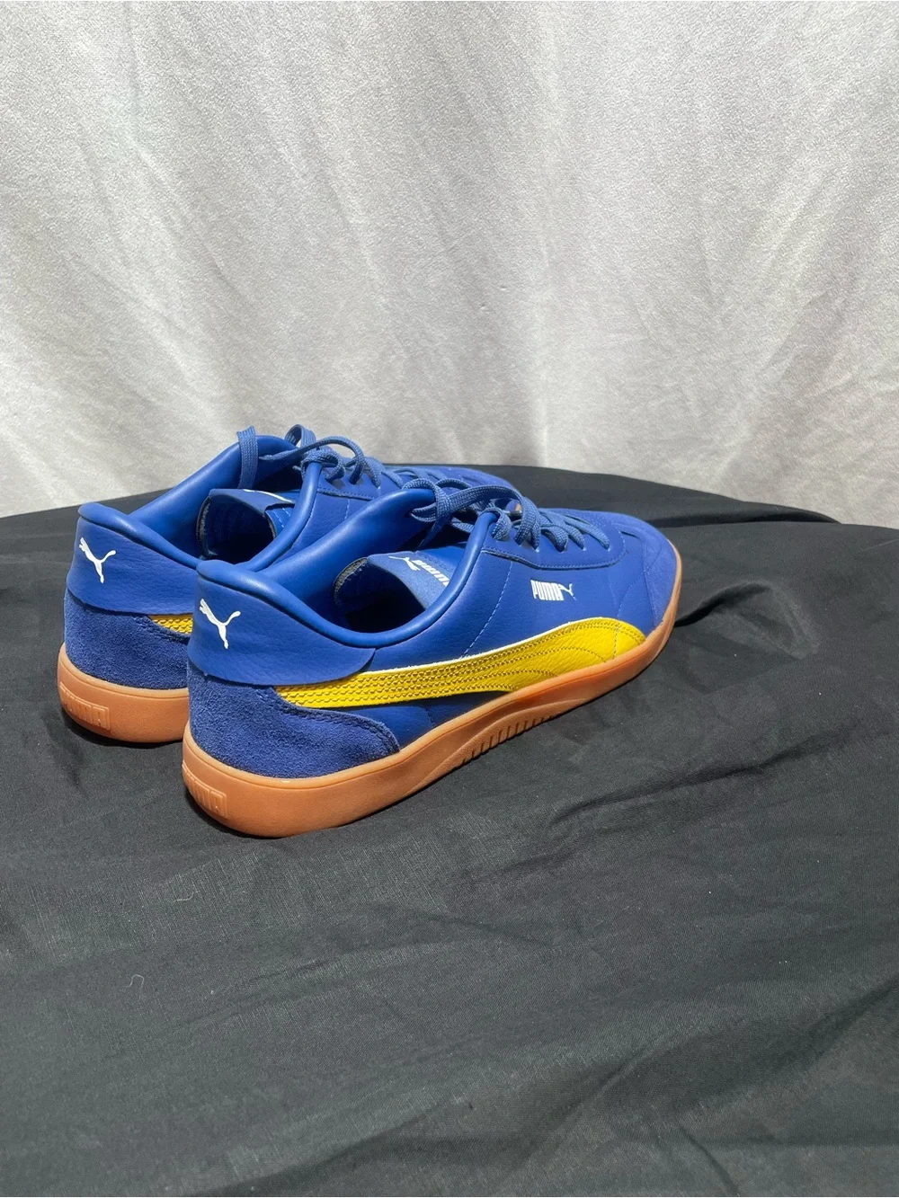 Puma 5v5 Men's Blue Sneakers with Yellow Stripe and Gum Sole
